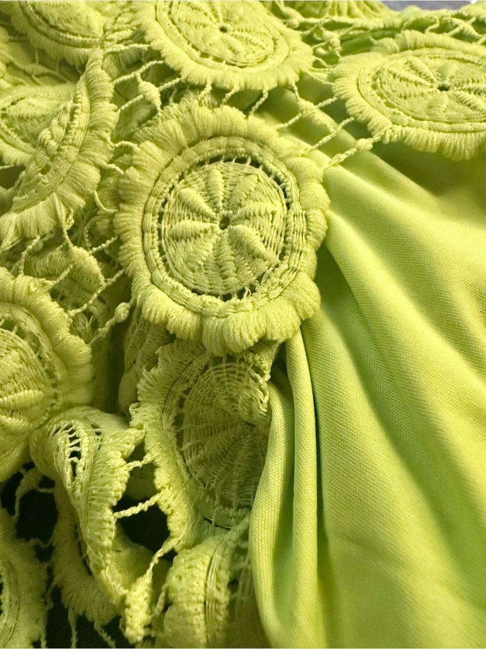 Maggy London Murphy In Star Dial Lace Crochet Dress Lime Green NWT - Picture 7 of 7